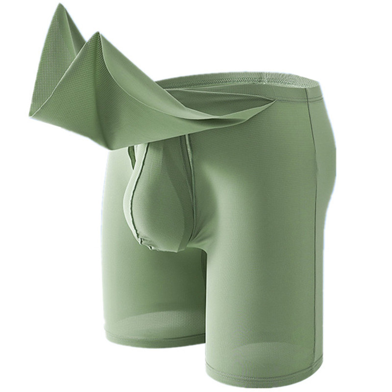 Long Leg Trunk Men - Men Underwear Cueca Solid Ice Silk