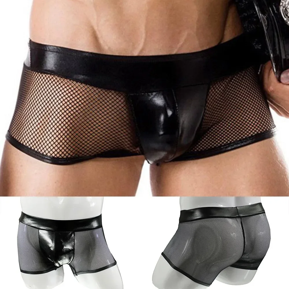 Men Sexy Underwear Faux Leathe - Bamboo Fiber Trunk reseña y precio
