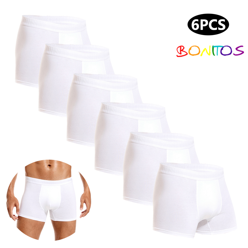 6pcs White Men Panties Cotton  - Boxer Brief Pack Cotton reseña y precio