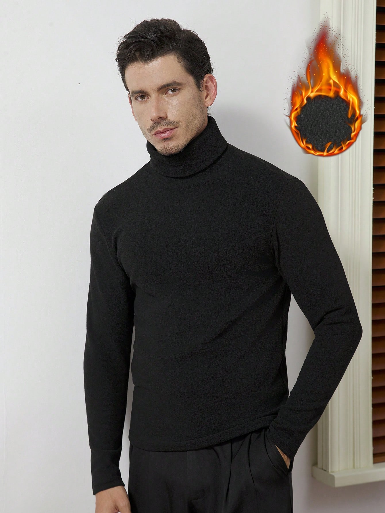 Men's Black High-Neck Long Sle - Base Layer Top reseña y precio