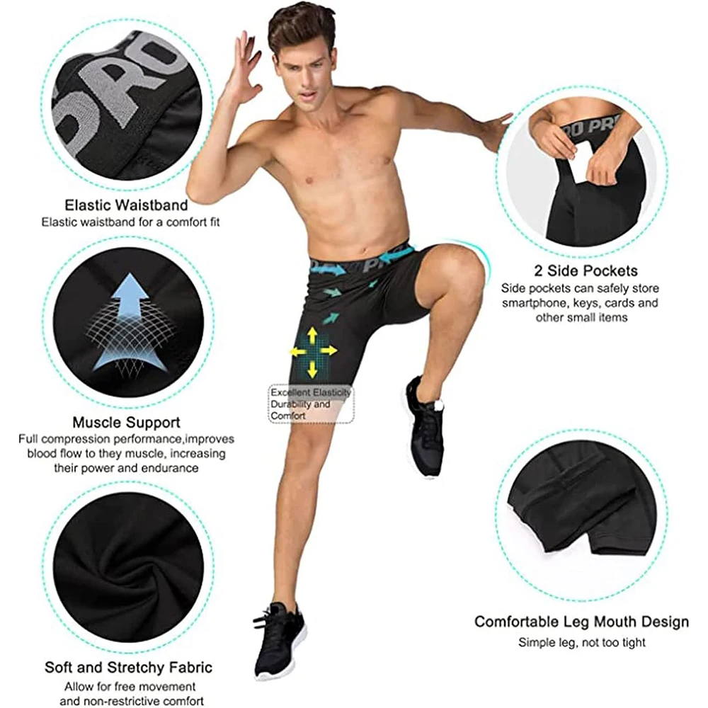 Mens Gym Shorts with Pockets W - Compression Shorts Athletes reseña y precio