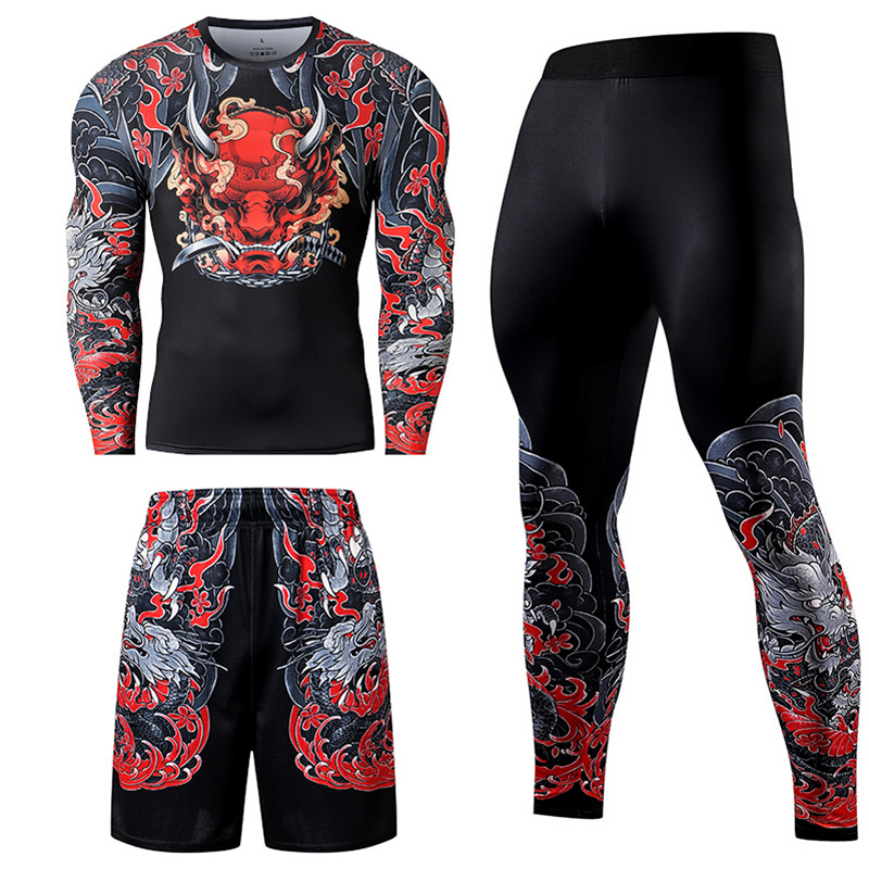 2/3PCS Men Jiu jitsu Tracksuit - Compression Long Pant reseña y precio