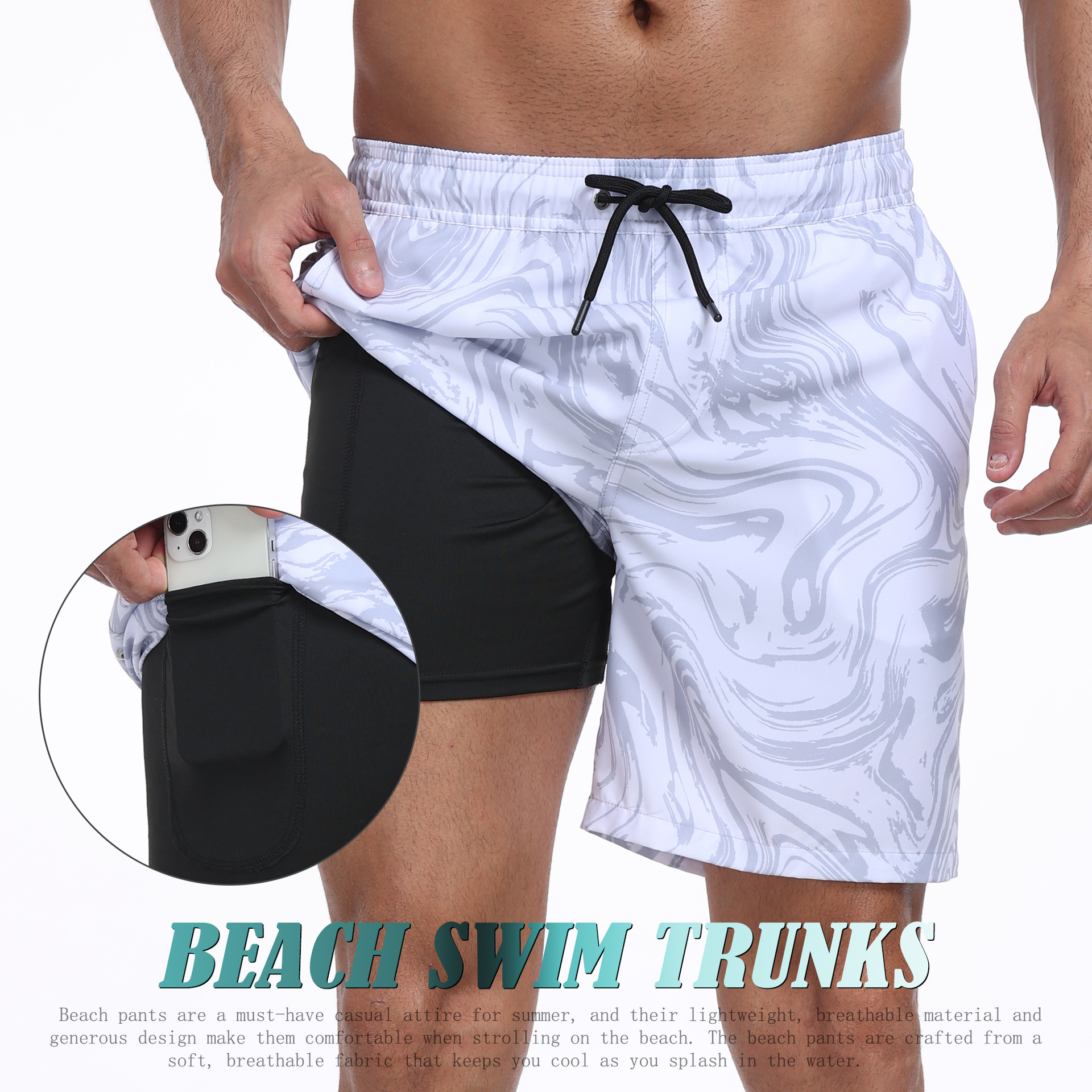 Mens Shark Pattern 2 in 1 Boar - Long Leg Trunk Men reseña y precio