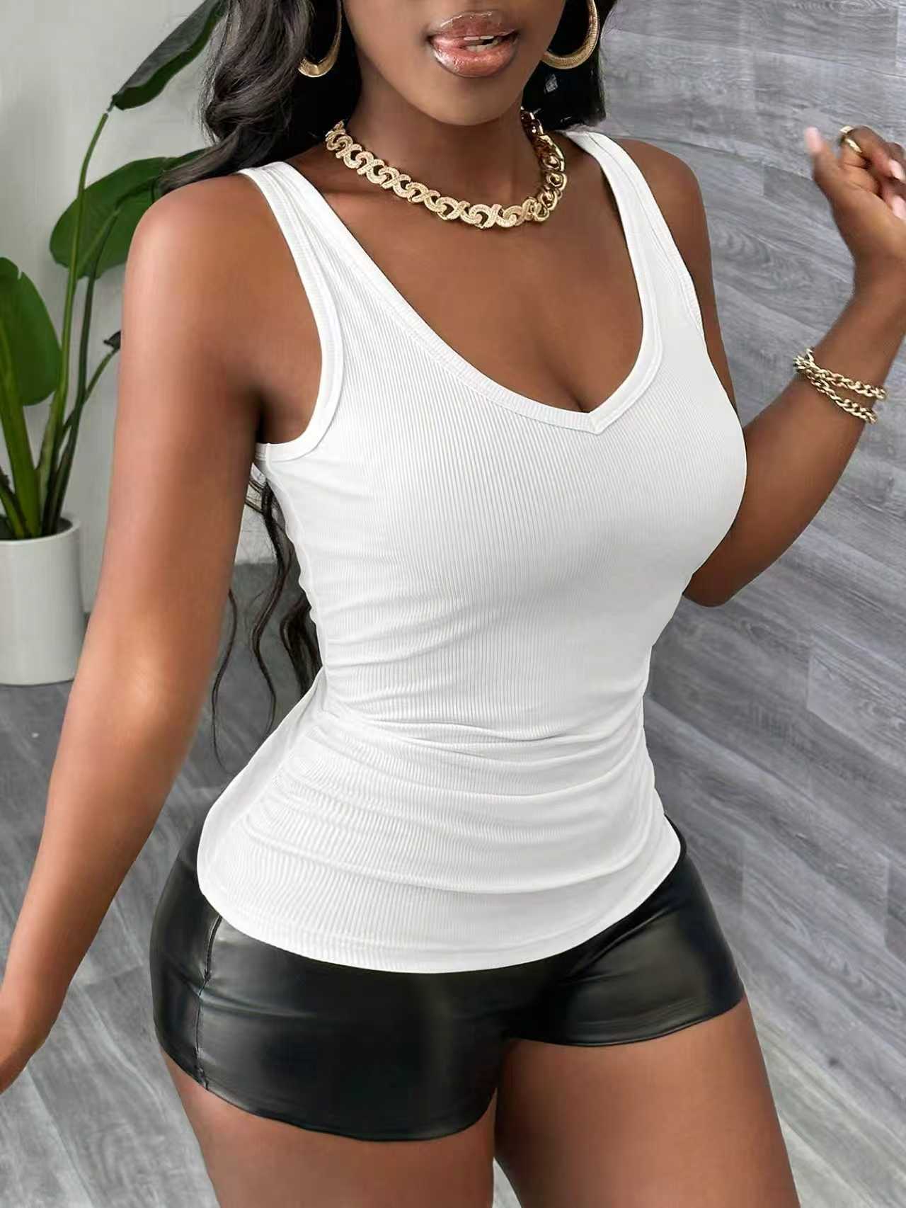 Plus Size 3 Piece V Neck Ribbe - Tank Top Ribbed reseña y precio