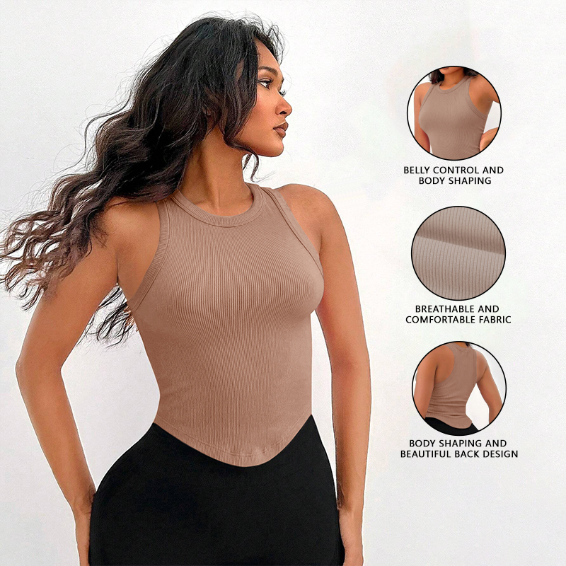 Womens Ribbed Racerback Curved - Tank Top Ribbed reseña y precio
