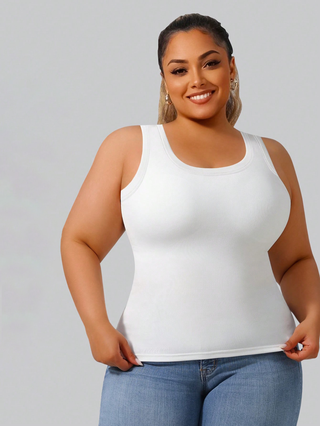 Plus Size Women's Solid Ribbed - Tank Top Ribbed reseña y precio
