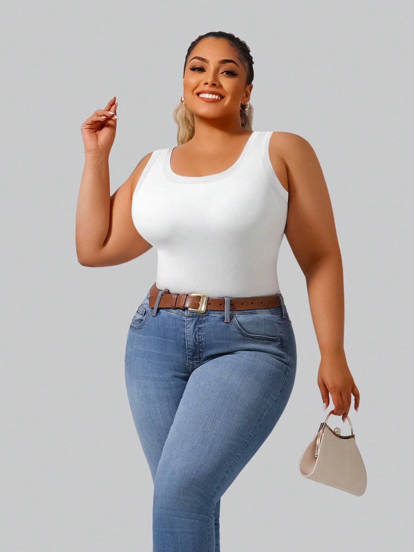 Plus Size Women's Solid Ribbed - Tank Top Ribbed reseña y precio