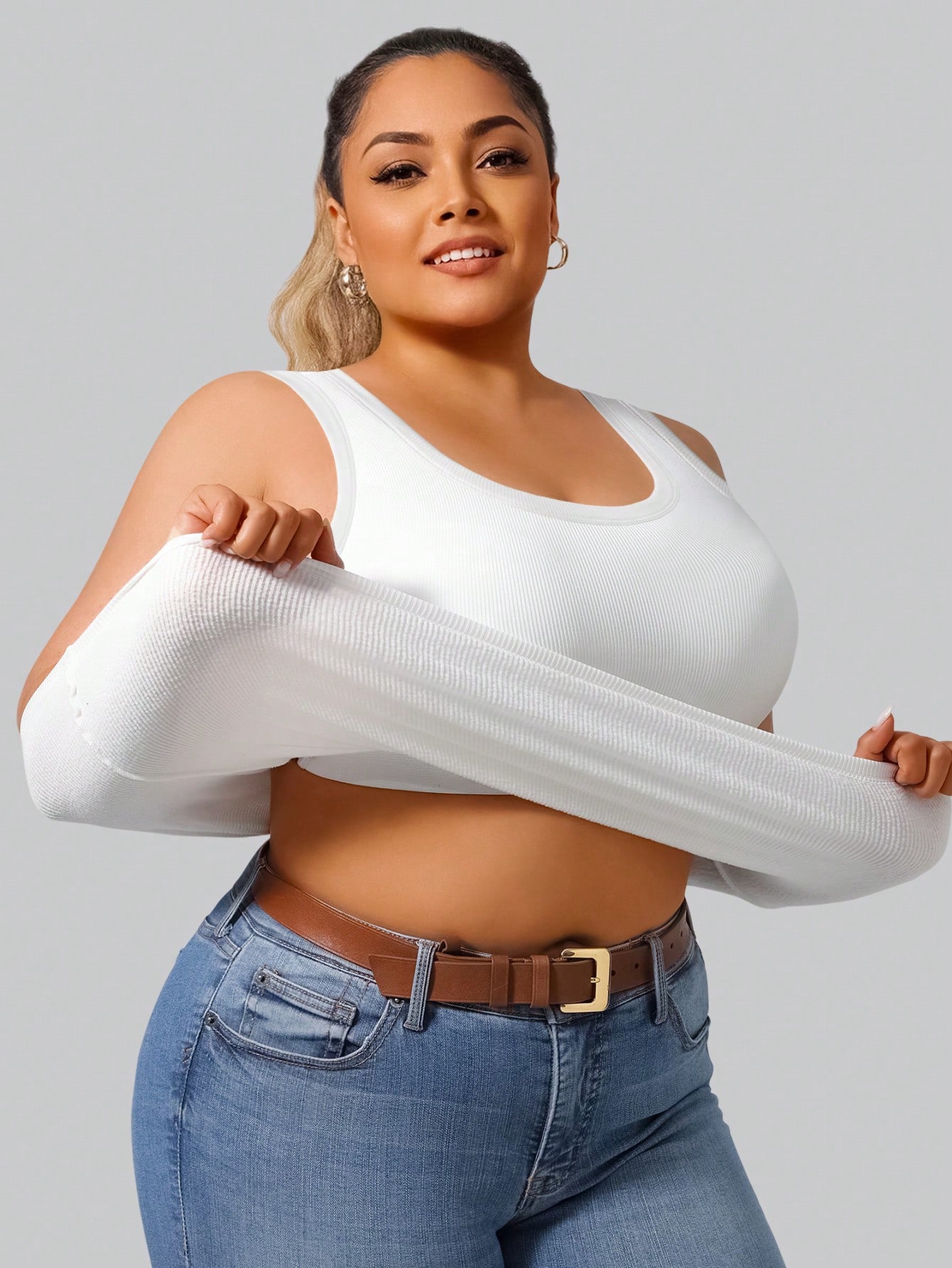 Plus Size Women's Solid Ribbed - Tank Top Ribbed reseña y precio