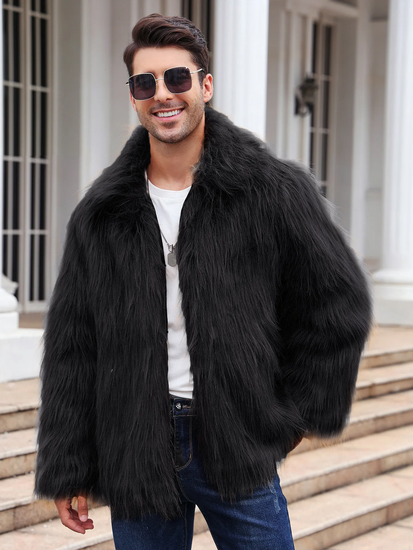 Men Faux Fox Fur Jacket Coat W - Thermal Long John reseña y precio