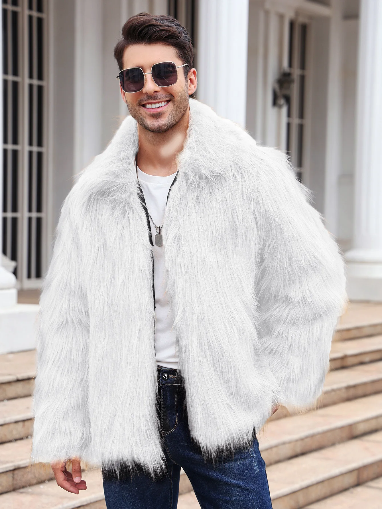 Men Faux Fox Fur Jacket Coat W - Thermal Long John reseña y precio