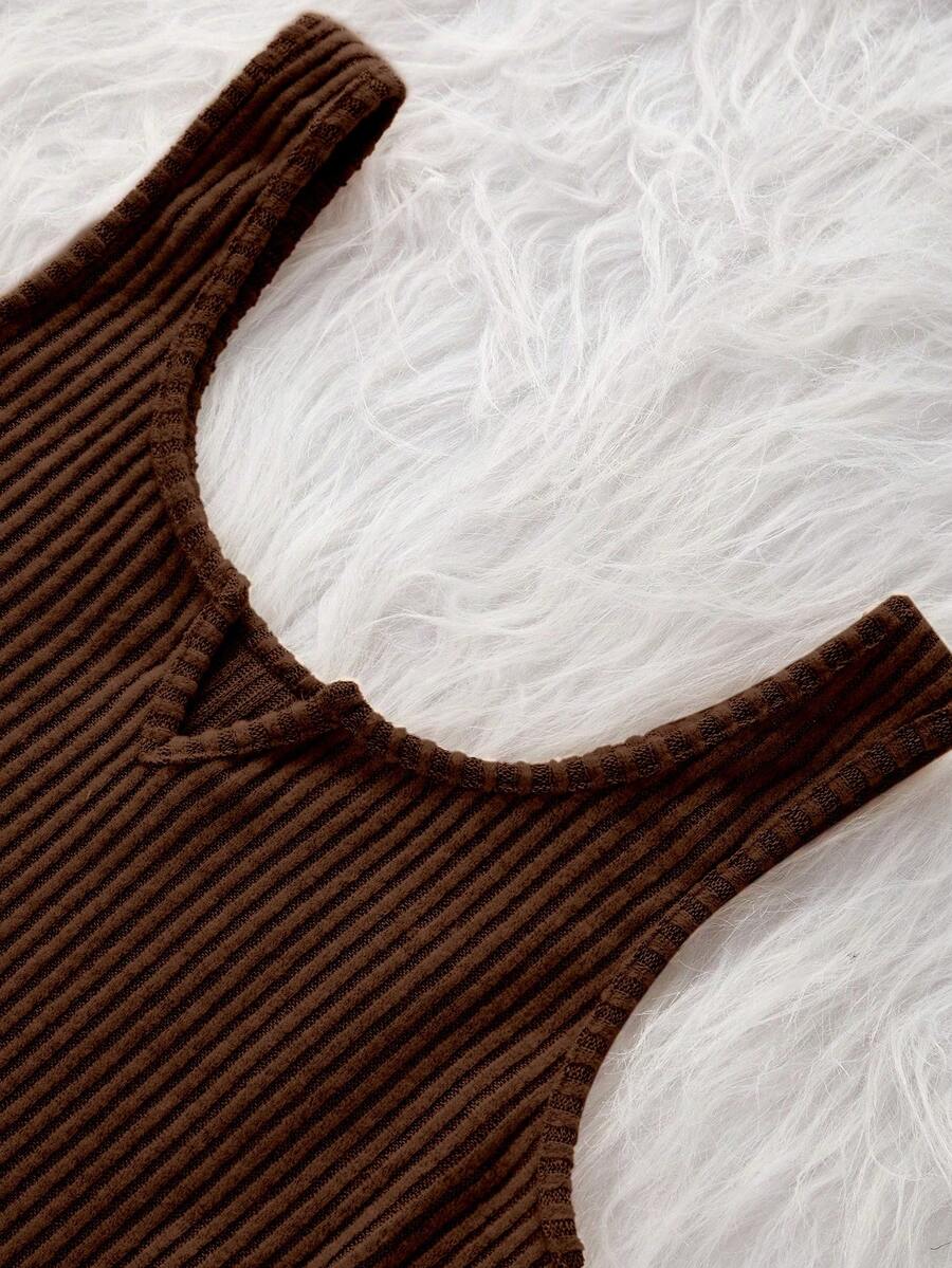 Brown Ribbed Brushed Tank Top  - Tank Top Ribbed reseña y precio