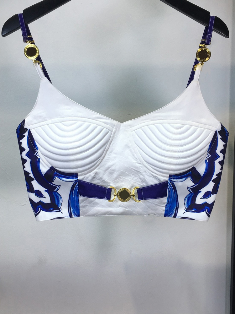 Summer Bohemain Blue And White - Suspender Tank Top reseña y precio