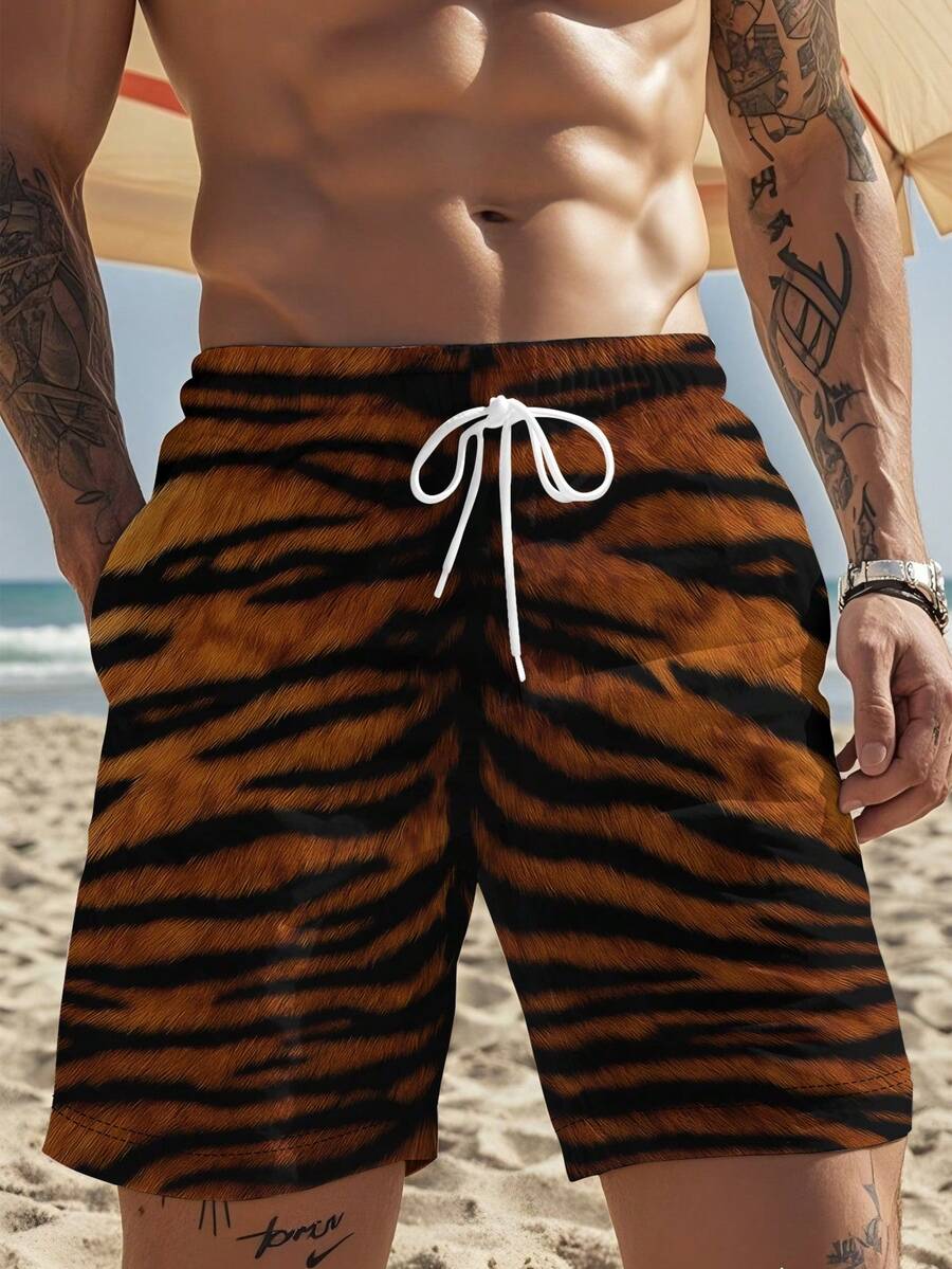 Mens Tiger Print Beach Shorts  - Trunk Breathable Men reseña y precio