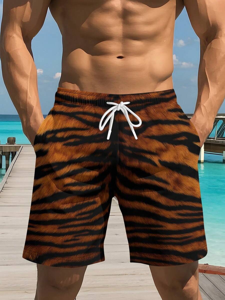 Mens Tiger Print Beach Shorts  - Trunk Breathable Men reseña y precio