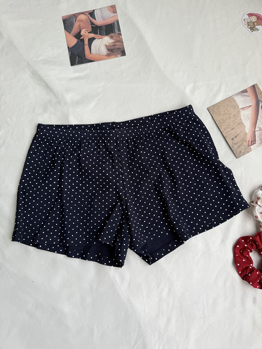 Navy Dot Ribbed Shorts Sets Wo - Tank Top Ribbed reseña y precio