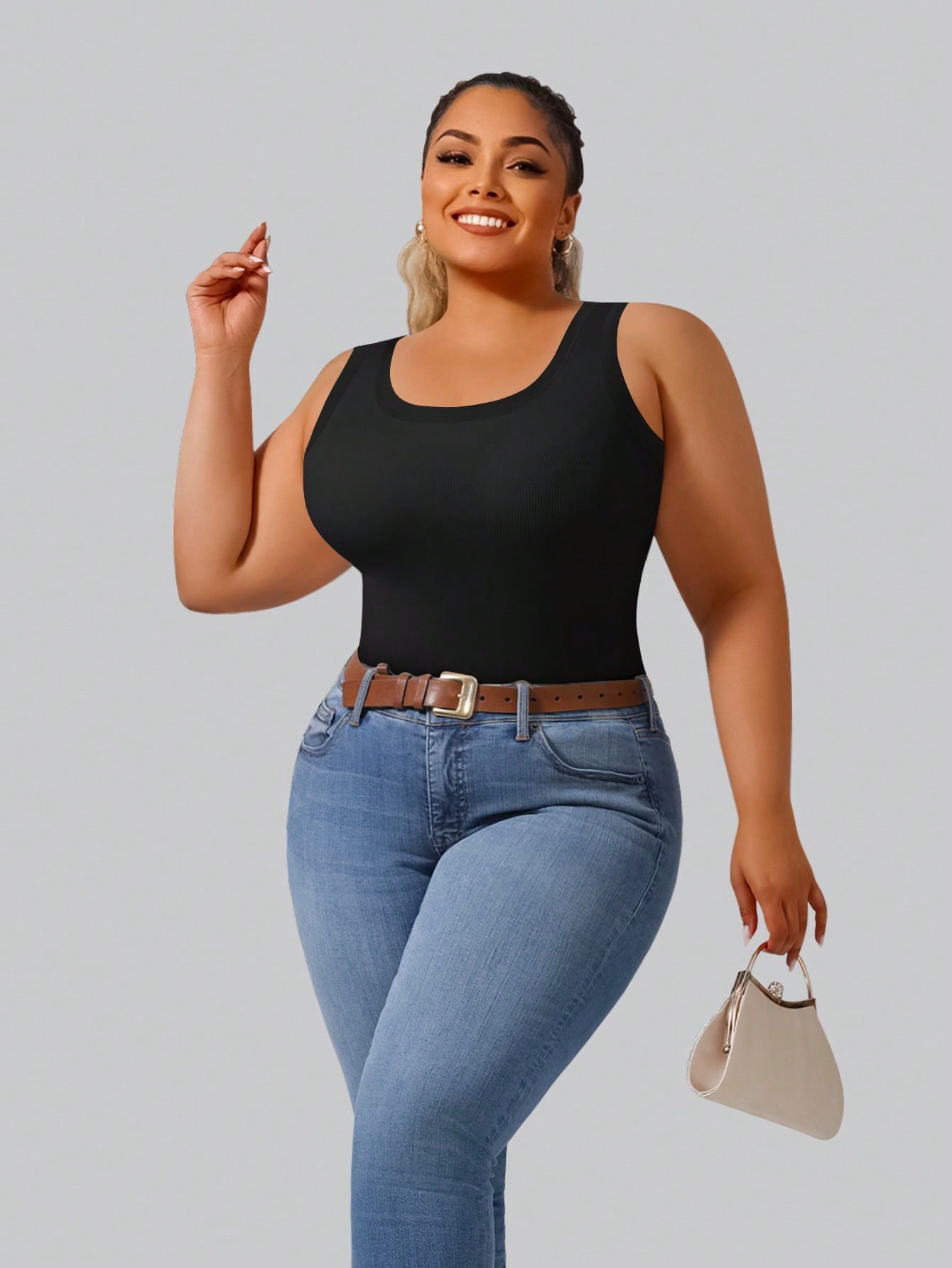 Plus Size Women's High Stretch - Tank Top Ribbed reseña y precio