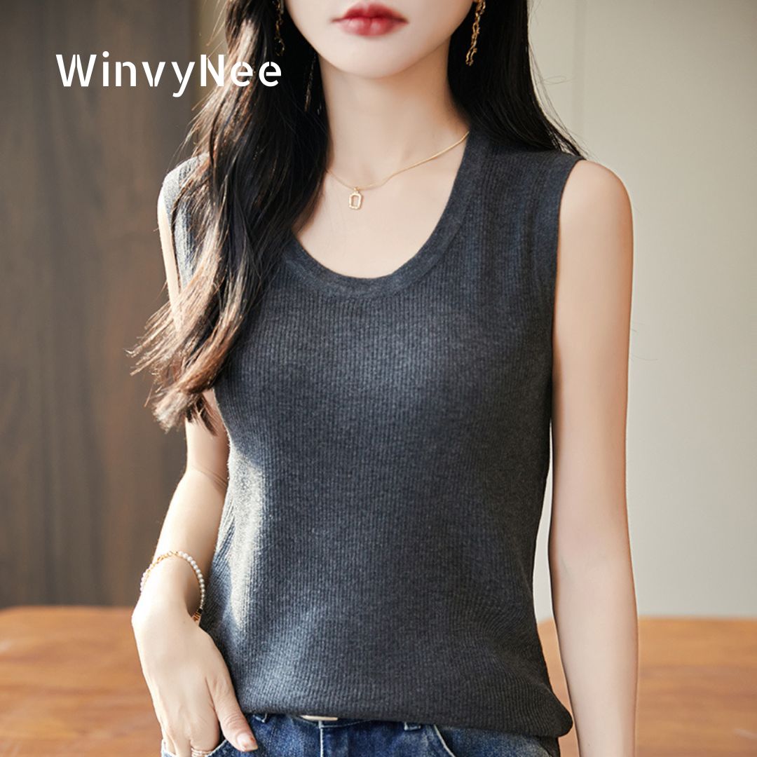 WinvyNee Women Deep Crew Neck  - Tank Top Ribbed reseña y precio